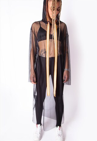 VINTAGE REWORKED REFLECTIVE STRAPS MESH DRESS ID:R016