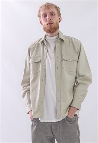 VINTAGE MENS LEVIS STA-PREST POCKET LONG SLEEVE CASUAL SHIRT