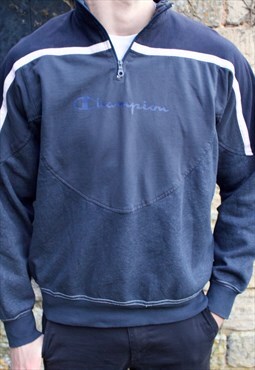 Champion three-quarter zip sweatshirt in black and grey