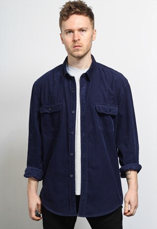 VINTAGE CORDUROY CORD SHIRT BLUE