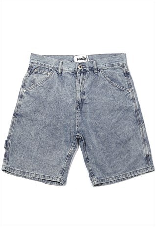 VINTAGE DISTRESSED STRAIGHT DENIM SHORTS
