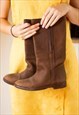 BROWN LONG LEATHER VINTAGE BOOTS