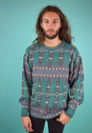 VINTAGE 90'S PATTERNED KNIT JUMPER