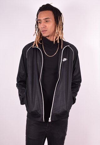 NIKE MENS VINTAGE TRACKSUIT TOP JACKET XL BLACK 90S