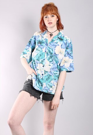 VINTAGE 80S HAWAIIAN TROPICAL OVERSIZE FESTIVAL SHIRT