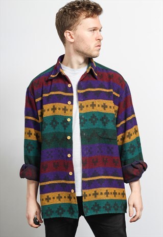 VINTAGE AZTEC PATTERNED SHIRT