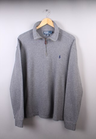 MENS RALPH LAUREN GREY QUARTER ZIP JUMPER