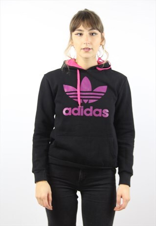 VINTAGE ADIDAS PRINTED BLACK HOODIE