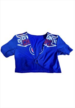 Blue vintage nfl rework o ring crop top