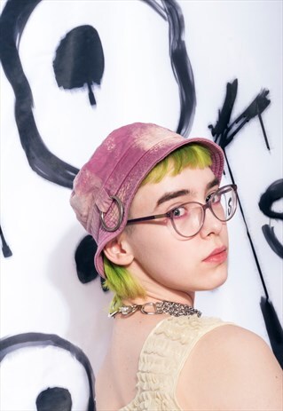 VINTAGE DENIM BUCKET HAT 90S SILVER RING TIE DYED MALLOW CAP