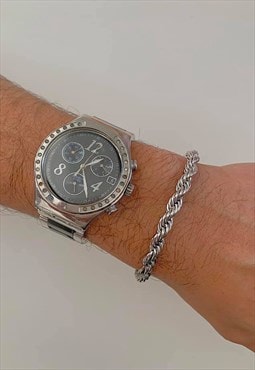 CITY BANKER.  Silver Chunky Rope Chunky Chain Mens Bracelet