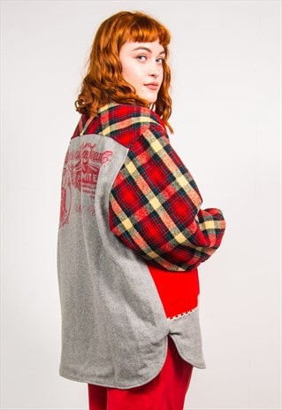 VINTAGE RED LUMBERJACK STYLE THICK JACKET COAT