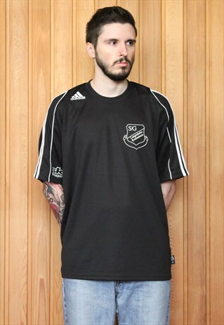 VINTAGE 1990S BLACK ADIDAS FOOTBALL SHIRT
