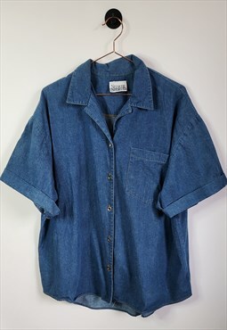 Vintage 80s Oversized Women's Denim Shirt Size 18-20 