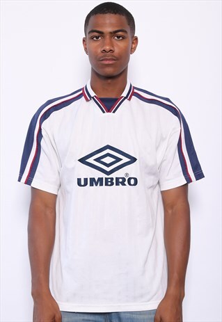 VINTAGE UMBRO BIG LOGO FOOTBALL SHIRT WHITE