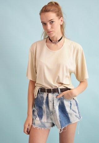 90'S RETRO NEUTRAL STRIPED OVERSIZED MOMS TOP