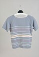 VINTAGE 90S HAND KNIT T-SHIRT TOP IN GREY