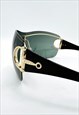 GUCCI SUNGLASSES SHIELD RIMLESS OVERSIZED WRAP VISOR D RING 