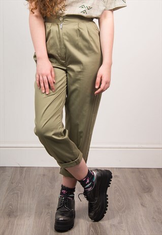 VINTAGE 90'S GREEN TAPERED TROUSERS