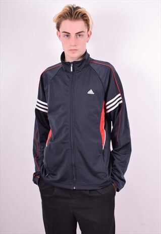 ADIDAS MENS VINTAGE TRACKSUIT TOP JACKET MEDIUM GREY 90'S