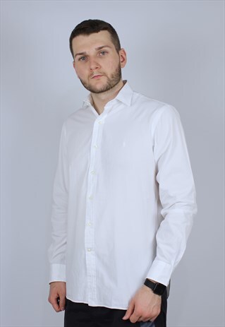 POLO RALPH LAUREN SHIRT MEN RARE WHITE