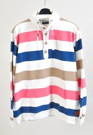 VINTAGE 00S 1/4 BUTTON STRIPED SWEATSHIRT 