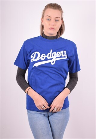 MAJESTIC WOMENS VINTAGE T-SHIRT TOP LARGE BLUE 90S