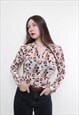 VINTAGE 90S ABSTRACT BLOUSE, STRETCH BLOUSE, CROPPED BLOUSE