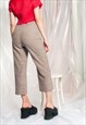 VINTAGE CROPPED TROUSERS REWORKED ART PATCH WIDE-LEG PANTS