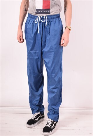 ELLESSE MENS VINTAGE TRACKSUIT TROUSERS MEDIUM BLUE 90S