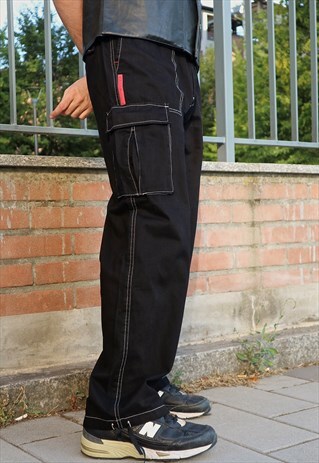 Y2K VINTAGE NOS PRADA BLACK CARGO PANTS