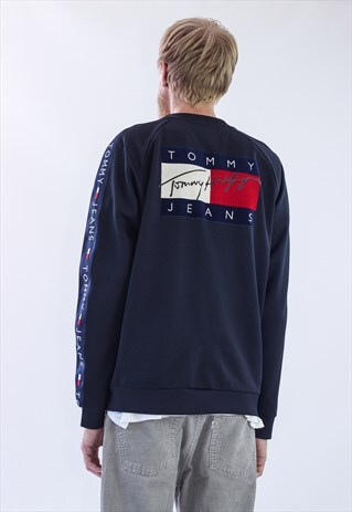 RARE VINTAGE MENS TOMMY JEANS BIG LOGO TRACK TOP JACKET