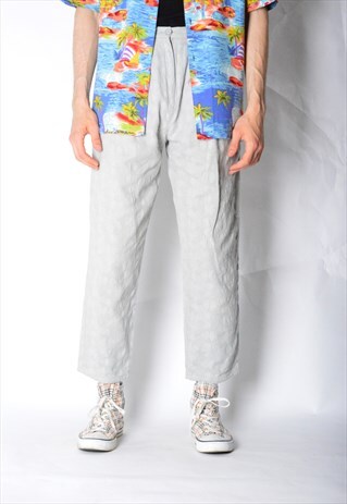 VINTAGE 80S UNISEX GREY TEXTURED PANTS