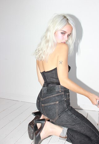 VINTAGE 90S DARK GREY HIGHWAISTED JEANS