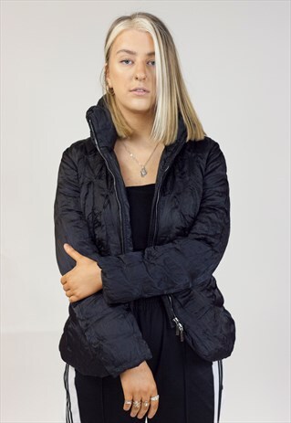 VINTAGE MONCLER BLACK STITCHED PUFFER COAT