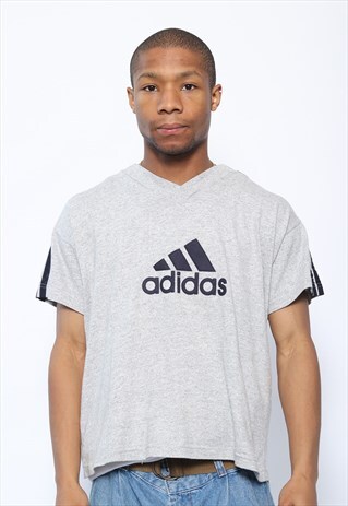 VINTAGE ADIDAS BIG LOGO T-SHIRT GREY