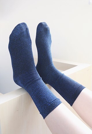 METALLIC BLING BLING SOCKS - DARK BLUE