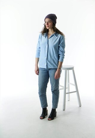 BLUE VELVET SHIRT / BUTTON UP LONG SLEEVE BLOUSE