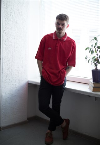 VINTAGE 90'S RED SHORT SLEEVED POLO SHIRT
