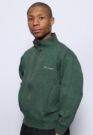 VINTAGE CHAMPION 1/4 ZIP LOGO SWEATSHIRT GREEN