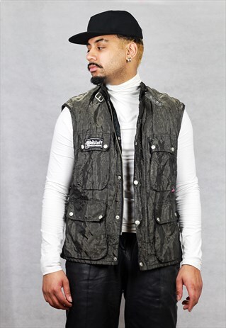 VINTAGE BELLSTAFF METALLIC SILVER GREY GILET WAISTCOAT