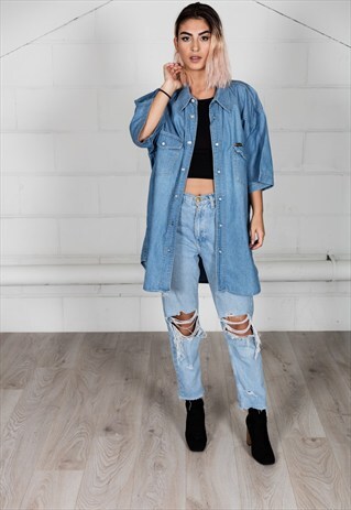 VINTAGE WRANGLER AUTHENTIC WESTERN UNISEX DENIM SHIRT