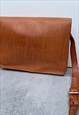 DISTRESSED TAN LEATHER SATCHEL SCHOOL BAG