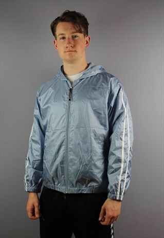 VINTAGE NYLON FESTIVAL SHELL WINDBREAKER IN BLUE WITH POCKET
