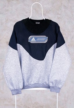 Vintage Reworked Adidas Sweatshirt Blue Grey Spell Out M