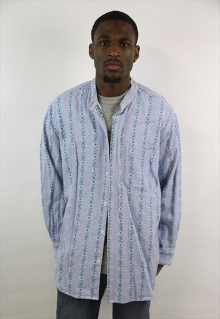 VINTAGE BLUE FLORAL PATTERNED SHIRT