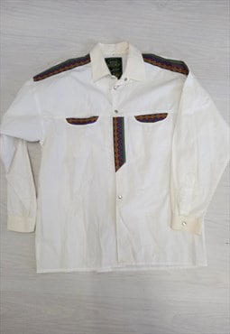 90s Western Passion Johnny Hallyday Shirt White Multi