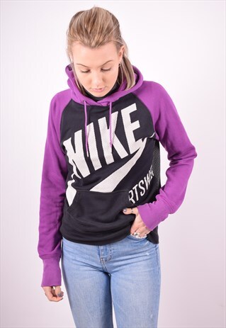 NIKE WOMENS VINTAGE HOODIE JUMPER LARGE MULTI 90S