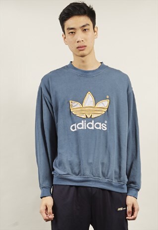 VINTAGE 90'S ADIDAS LOGO DARK TEAL SWEATER