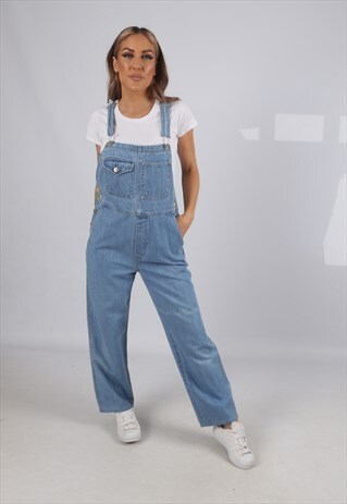VINTAGE XHILARATION DENIM DUNGAREES WIDE UK 10 S (EAW)